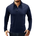 Détail du polo pour homme bleu marine avec col montant et fermeture à quart de zip - S / Bleu Royal