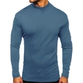 Dettaglio della maglia da uomo a collo alto grigio-blu scuro e della trama del tessuto - Taglia S / Top / Blu Denim (Manica Lunga)