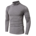 Dettaglio ravvicinato della maglia fitness da uomo grigio scuro a collo alto in maglia fine - Taglia S / Grigio