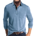 Polo à manches longues pour homme bleu Morandi avec revers classique et poche poitrine - Bleu clair