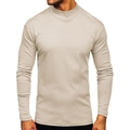 T-shirt uomo a maniche lunghe con collo a lupetto beige in tessuto termico elasticizzato - Taglia S / Top (Manica Lunga) / Albicocca