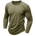 Detail of olive green slim fit cotton T-shirt featuring V-insert stitching and ribbed cuffs - S / Light Green