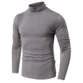 Heren slim fit coltrui sportshirt met lange mouwen in gemêleerd grijs breisel - S / Grijs