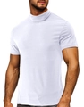 T-shirt homme à col montant et manches courtes en coton extensible blanc pur - Blanc