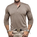 Herren Langarm-Henley-Shirt aus Flammgarn-Baumwolle in Terrakotta mit schmaler Passform - S / Khaki