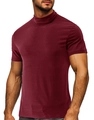 Camiseta de hombre ajustada con cuello alto en tejido de punto color burdeos oscuro - S / Burdeos