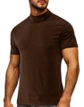T-shirt homme coupe ajustée à col montant et manches courtes en marron chocolat - Café