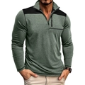 Herren-Sweatshirt in Olivgrün mit Reißverschluss und schwarzen Kontrast-Einsätzen - S / Grün