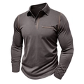 Vue détaillée du polo à manches longues gris anthracite avec coutures contrastées - S / gris foncé