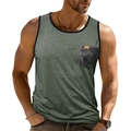 Ärmellose Herren-Sportweste in Armee-Grün mit Kontrastsaum und strukturierter Tasche - 3XL / Grün