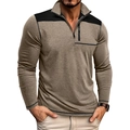 Herren Quarter-Zip Jacke in Khaki mit schwarzen Schulter-Patches und Slim-Fit-Schnitt - S / Khaki
