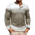 Herren Vintage Henley-Shirt mit 3D-Farbverlauf, langen Ärmeln und Knöpfen in Khaki - S / Khaki