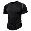 T-shirt homme gris foncé à manches courtes avec coutures contrastées et col rond sport - Noir
