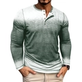 Detail eines Herren-Henley-Shirts mit Farbverlauf und Vier-Knopf-Ausschnitt für Herren - S / Grün