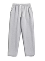 Detail of grey sweatpants showing elastic waistband, white drawstring and side pockets - S / Bottoms / Light Gray