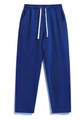 Detailed view of royal blue joggers featuring an elastic waistband and white drawstrings - S / Bottoms / Blue