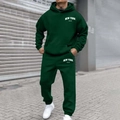 Close-up of dark green hooded tracksuit with New York print on heavy fleece cotton - WTA13 / S