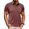 Detail der Kontrastnähte an Kragen und Tasche des dunkelroten Polo-Shirts für Herren - 3XL / Burgunderrot