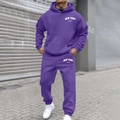 Men's purple street style tracksuit with New York hoodie and matching joggers set - S / Top And Bottom / Purple