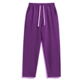 Purple high-waisted straight leg sweatpants with white drawstring and elastic waistband - S / Purple