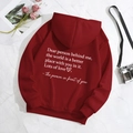 Felpa bordeaux con stampa Dear Person Behind Me sul retro e marmo - S / Rosso