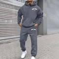 Men's gray fleece tracksuit with New York print featuring a hoodie and matching sweatpants - Gray