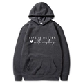 Sudadera gris oscuro con texto 'Life is better with my boys' y bolsillo delantero - S / Gris Oscuro (With My Boys)