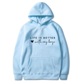 Light blue hoodie with Life is Better With My Boys slogan and kangaroo pocket - S / Light Blue (With My Boys)
