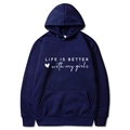 Dark blue oversized hoodie with Life Is Better With My Girls print and kangaroo pocket - S / Navy Blue (With My Girls)