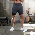 Men's 2-in-1 dark grey fitness running shorts with supportive black inner layer - 3XL / Dark Gray