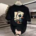 Zwaar katoenen heren t-shirt in zwart met streetstyle print van doodskoppen en kaarten - S / Zwart
