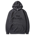 Charcoal grey hoodie with Yes I'm cold. ME 24/7 slogan print and kangaroo pocket - S / Dark Gray