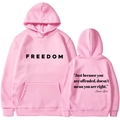 Rosa Unisex-Kapuzenpullover mit Freedom-Aufdruck und Charlie Kirk-Zitat hinten - S / Rosa