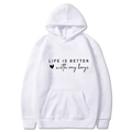 White oversized hoodie with Life is Better with my Boys text print and kangaroo pocket - S / White (With My Boys)
