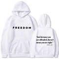 Unisex Kapuzenpullover in Weiß mit Freedom-Text und Zitat auf der Rückseite - S / Weiß