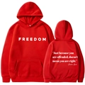 Roter Kapuzenpullover für Damen und Herren mit Freedom-Druck und Zitat-Motiv - S / Rot