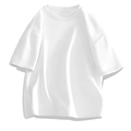 Minimalist heavy cotton white oversized T-shirt with drop shoulders and crew neck - Pure White