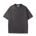 Dunkelgraues schweres Baumwoll-T-Shirt mit überschnittenen Schultern und Rundhals - Eisengrau