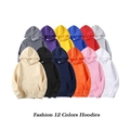 Detailed display of hooded sweatshirts in twelve different colors with kangaroo pockets - S / Tops / Custom Design