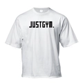 White oversized fitness t-shirt for men with JUSTGYM print and round neckline - White