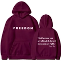 Burgunderroter Hoodie mit weißem Freedom-Slogan und Zitatdruck auf der Rückseite - S / Burgunderrot