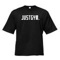 Oversized black cotton gym t-shirt for men with white JUSTGYM graphic print - Black