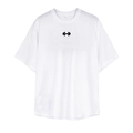 Men's breathable white mesh t-shirt with black dumbbell graphic for gym and fitness - M / White