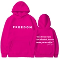 Heißrosa Unisex Hoodie mit Freedom Aufdruck und Zitat auf der Rückseite aus Fleece - S / Rosenrot