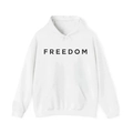 Weißer Unisex Kapuzenpullover mit schwarzem Freedom Aufdruck und Kängurutasche - S / Neu (Weiß)