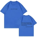 T-shirt in cotone blu acceso girocollo con stampa You are enough fronte e retro - S / Blu