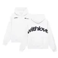 Oversized weißer Kapuzenpullover mit schwarzem withlove-Aufdruck auf dem Rücken - S / Weiß
