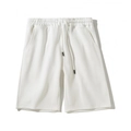 White casual wide-leg athletic shorts for women with elastic waist and drawstring detail - White