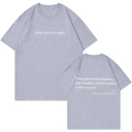Graues Baumwoll-T-Shirt mit weißem You Are Enough Textdruck auf Vorder- und Rückseite - S / Hellgrau