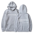 Women's light grey fleece hoodie featuring motivational prints and kangaroo pocket - XS / Tops / Light Gray - White Print